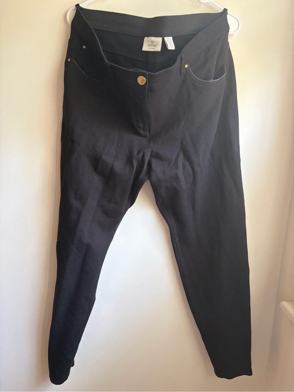 So Slimming By Chicoโs Stretchy Black Jeans Pants Womenโs 2.5 Pockets Minimalist